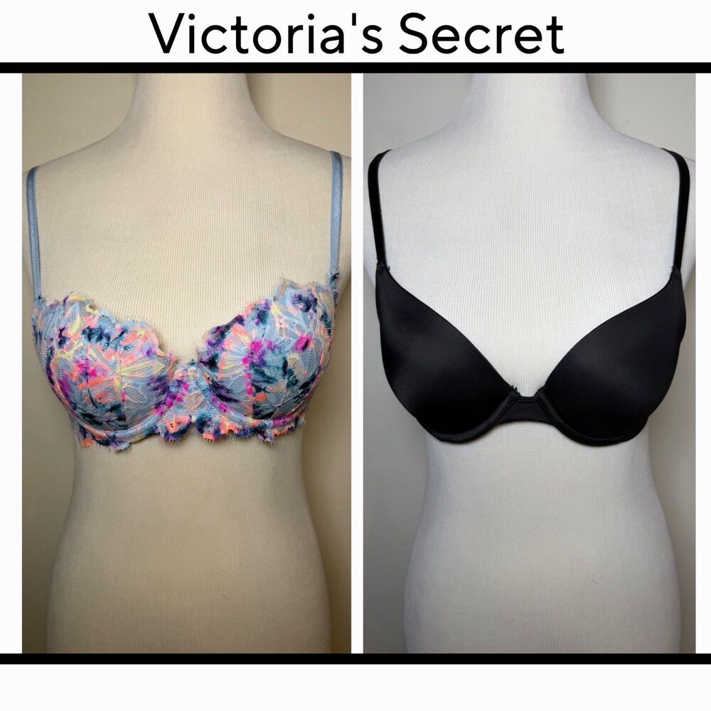Victoria’s Secret 2 Pc Bra Lot 32C Push Up Underwired